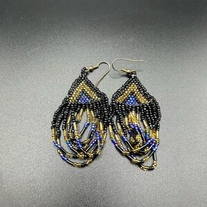 Elegant Black and Gold Beaded Earrings
